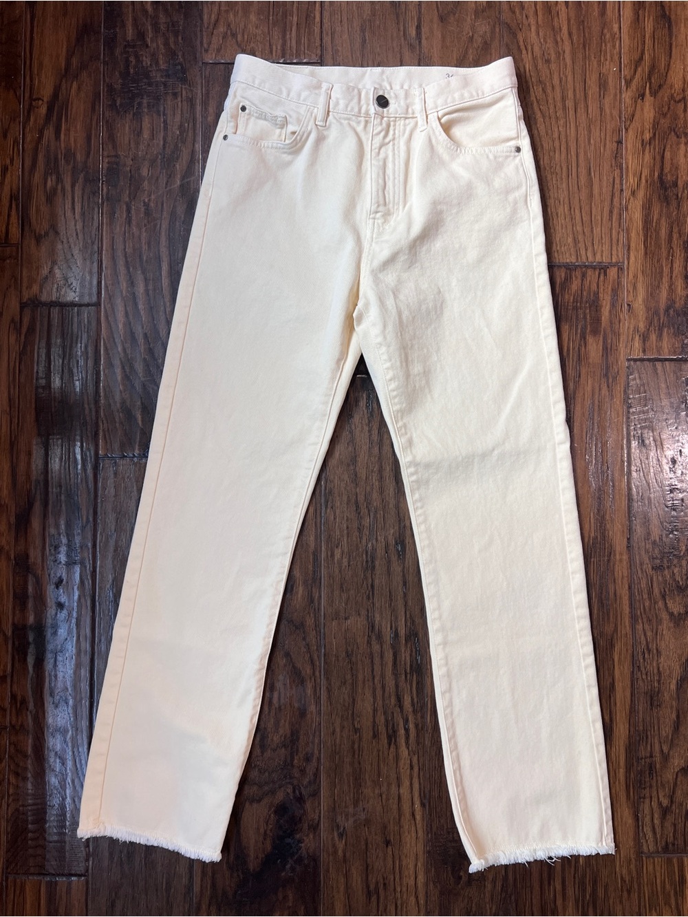 Massimo Dutti Cream Raw Hem Straight Leg Jeans Size 4 / 28